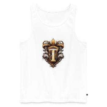 T Buchstabe Name Krone - Männer Premium Bio Tank Top - Weiß - Vorne - Michal (187cm)