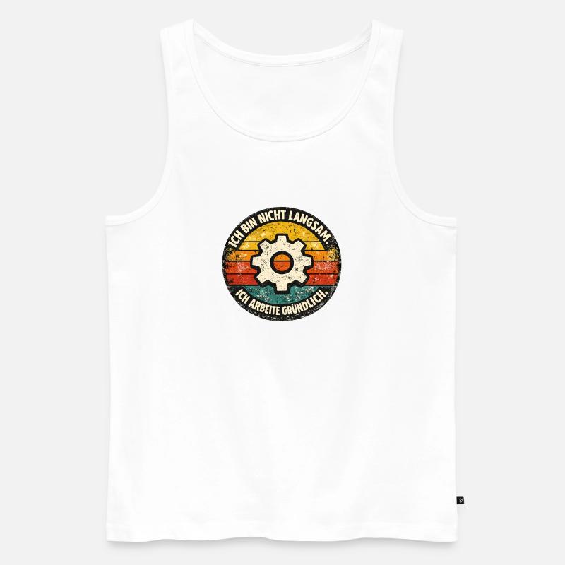 Ich bin nicht langsam - gründlich arbeiten - Männer Premium Bio Tank Top - Weiß