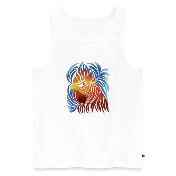 Fans de poulet - Coq - Coq - Poulet fleur - Bio - Débardeur bio Premium Homme - blanc - Devant - Michal (187cm)