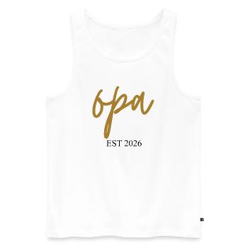 Opa est 2026 - Männer Premium Bio Tank Top - Weiß - Vorne - AI Model Male 178 light (178cm)