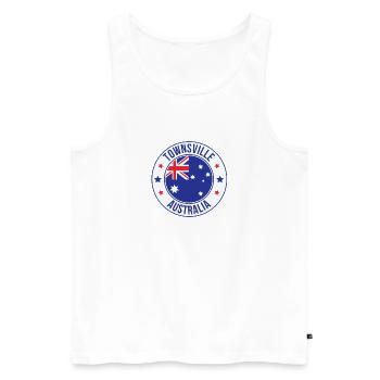 Emblème de Townsville Australie - Débardeur bio Premium Homme - blanc - Devant - AI Model Male 178 light (178cm)