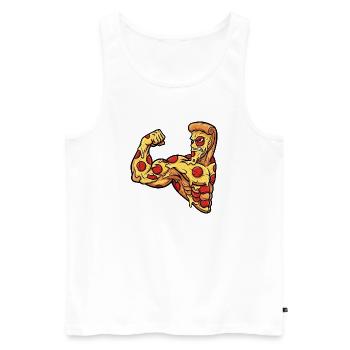 Pizza musclée Pizza Salami Fitness de Bodybuilder - Débardeur bio Premium Homme - blanc - Devant - Michal (187cm)