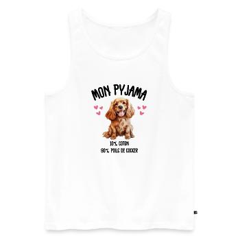 Funny Cocker Spaniel Dog Pajamas - Men's Premium Organic Tank Top - white - Front - Michal (187cm)