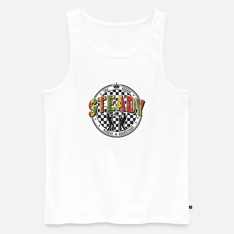 Steady Ska Reggae Circle Logo - Männer Premium Bio Tank Top - Weiß