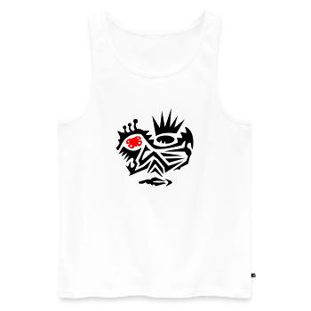 Tatouage facial tribal avec papillon - Débardeur bio Premium Homme - blanc - Devant - Michal (187cm)