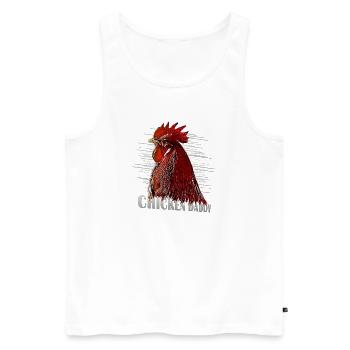Hühner Fans -  Hahn - Gockel - ChickenDaddy - Männer Premium Bio Tank Top - Weiß - Vorne - Michal (187cm)