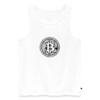 Pièce Bitcoin – Symbole crypto – Illustration - Débardeur bio Premium Homme - blanc - Devant - Michal (187cm)