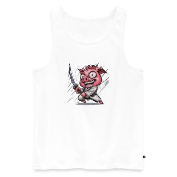 Truie en karaté avec le katana - Débardeur bio Premium Homme - blanc - Devant - Michal (187cm)