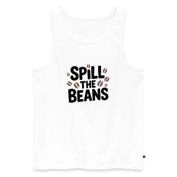 Spill the Beans Coffee Tee - Men's Premium Organic Tank Top - white - Front - AI Model Male 178 light (178cm)