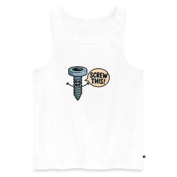 Scheiß auf diesen Cartoon-Screw-Charakter - Männer Premium Bio Tank Top - Weiß - Vorne - AI Model Male 178 light (178cm)