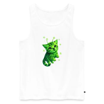 Alien Cat - Männer Premium Bio Tank Top - Weiß - Vorne - AI Model Male 178 light (178cm)