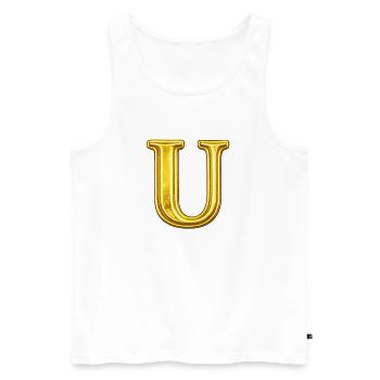 Goldenes U Monogramm - Männer Premium Bio Tank Top - Weiß - Vorne - AI Model Male 178 light (178cm)