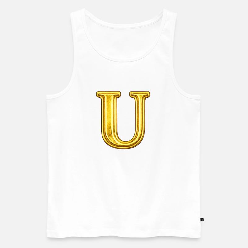 Goldenes U Monogramm - Männer Premium Bio Tank Top - Weiß