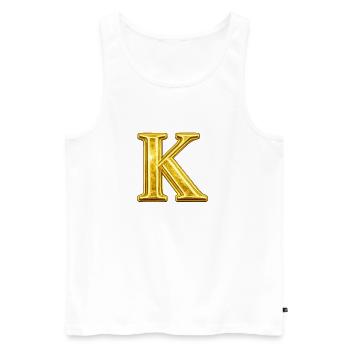 K Golden Monogram - Men's Premium Organic Tank Top - white - Front - Michal (187cm)