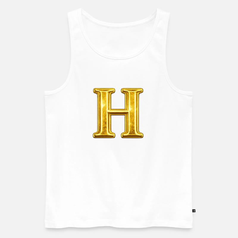 Goldenes H Monogram - Männer Premium Bio Tank Top - Weiß