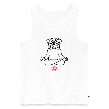 Livre de coloriage zen Pug Dog - Débardeur bio Premium Homme - blanc - Devant - AI Model Male 178 light (178cm)