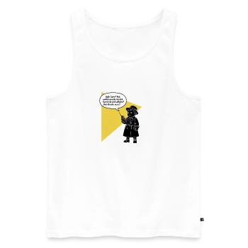 Bonjour tante - tu décroches ? Ton frère est drôle, agaçant - Débardeur bio Premium Homme - blanc - Devant - AI Model Male 178 light (178cm)