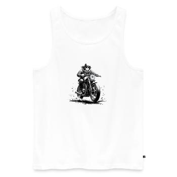 Teenager on modern café racer - Men's Premium Organic Tank Top - white - Front - Michal (187cm)