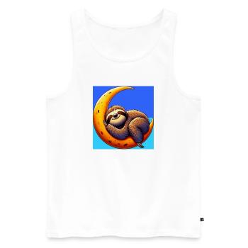 Sloth sleeps on the Moon - Men's Premium Organic Tank Top - white - Front - AI Model Male 178 light (178cm)
