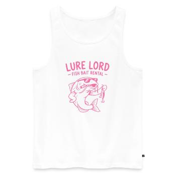 Lure Lord, Witziges Angler T-Shirt, Hoodie, Socken - Männer Premium Bio Tank Top - Weiß - Vorne - Michal (187cm)