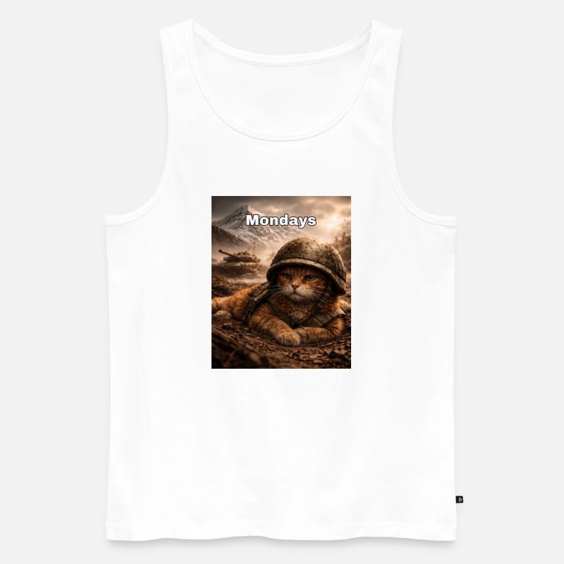 Monday Cat - Männer Premium Bio Tank Top - Weiß