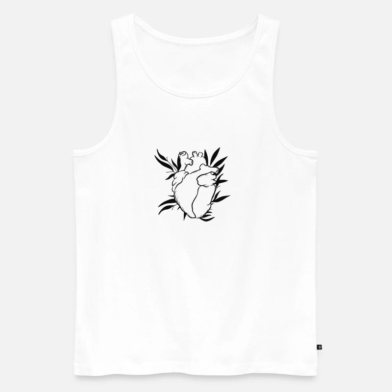 Herzlinien mit Blättern - Männer Premium Bio Tank Top - Weiß