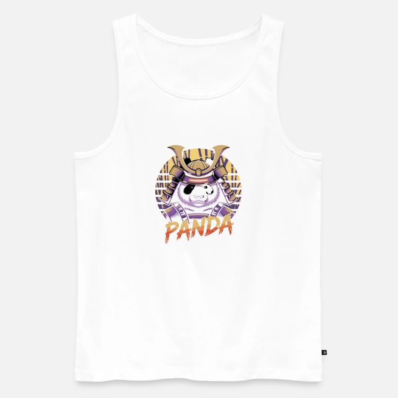 Kriegerischer Panda Samurai Illustration - Männer Premium Bio Tank Top - Weiß