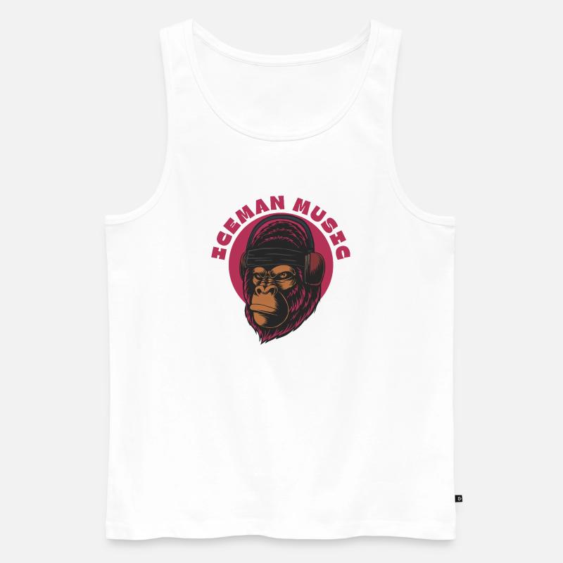 Darts Gorilla Beats Magenta - Männer Premium Bio Tank Top - Weiß
