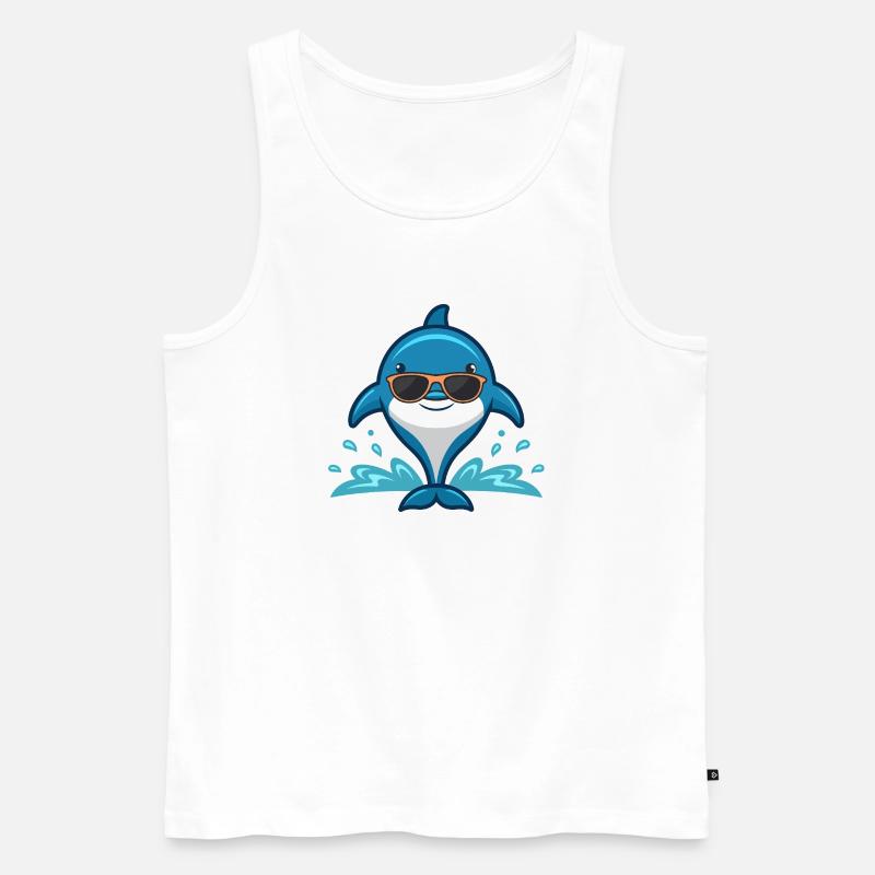 Schicker Delfin auf den Wellen - Männer Premium Bio Tank Top - Weiß