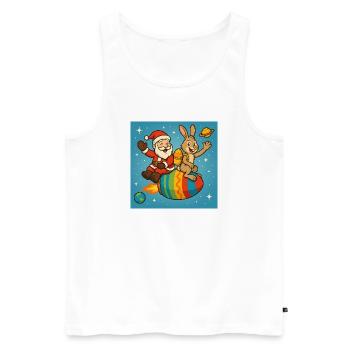 Christmas Easter Bunny in Star Flight - Men's Premium Organic Tank Top - white - Front - AI Model Male 178 light (178cm)