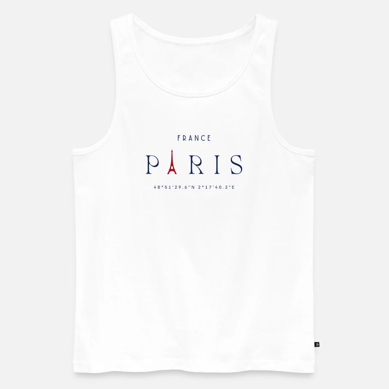 Pariser Blauer Eiffelturm Rot - Männer Premium Bio Tank Top - Weiß