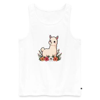 Lama - Männer Premium Bio Tank Top - Weiß - Vorne - Michal (187cm)