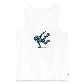3 Le Robot Danseur Breakdance - Débardeur bio Premium Homme - blanc - Devant - AI Model Male 178 light (178cm)