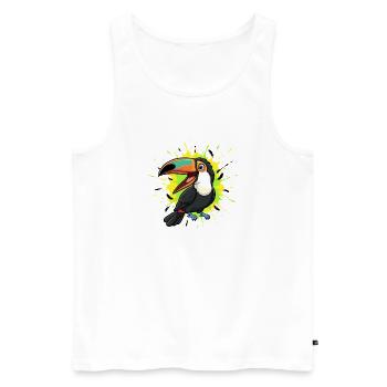 Kunterbunter Tukane Farbsplash - Männer Premium Bio Tank Top - Weiß - Vorne - AI Model Male 178 light (178cm)