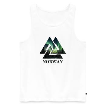 Nœud viking de Norvège, aurores boréales Scandinavie - Débardeur bio Premium Homme - blanc - Devant - Michal (187cm)