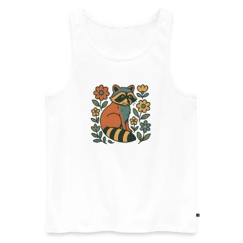 Waldfreund Waschbär im Blütenrausch - Männer Premium Bio Tank Top - Weiß - Vorne - AI Model Male 178 light (178cm)