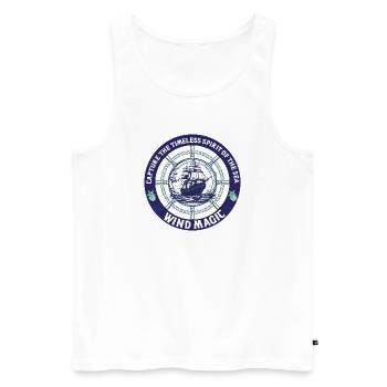 Seewindmagie – Segel der See - Männer Premium Bio Tank Top - Weiß - Vorne - Michal (187cm)
