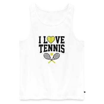 Tennis T-shirt, I Love Tennis Shirt, Hoodie, Mug - Men's Premium Organic Tank Top - white - Front - Michal (187cm)