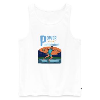 Power meets precision – discus throw - Men's Premium Organic Tank Top - white - Front - Michal (187cm)