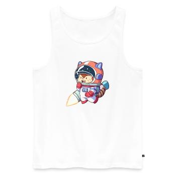 Astronaute chat en combinaison spatiale - Débardeur bio Premium Homme - blanc - Devant - AI Model Male 178 light (178cm)