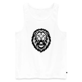 Silhouette rugissante de tête de lion - Débardeur bio Premium Homme - blanc - Devant - Michal (187cm)