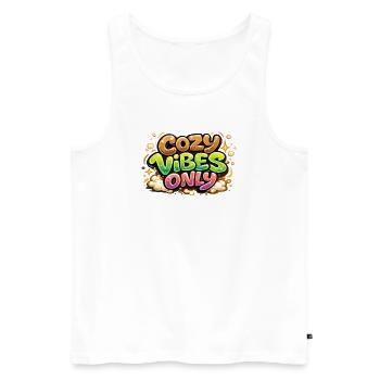 Cozy Vibes Only - Men's Premium Organic Tank Top - white - Front - AI Model Male 178 light (178cm)