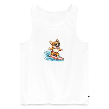 Corgi Surf Summer Goggles - Men's Premium Organic Tank Top - white - Front - Michal (187cm)