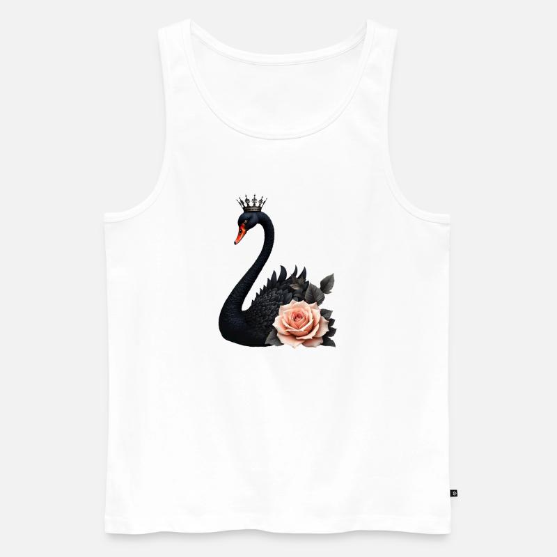 Schwarzer Schwan, gekrönt mit Rose - Männer Premium Bio Tank Top - Weiß