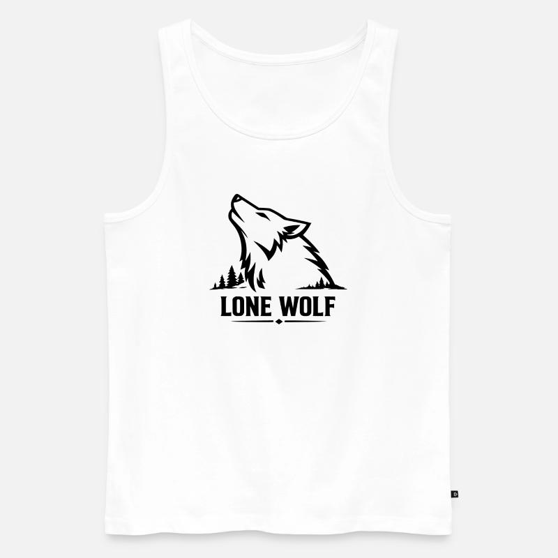 Lone Wolf Heulender Wolf Wolfskopf Design - Männer Premium Bio Tank Top - Weiß