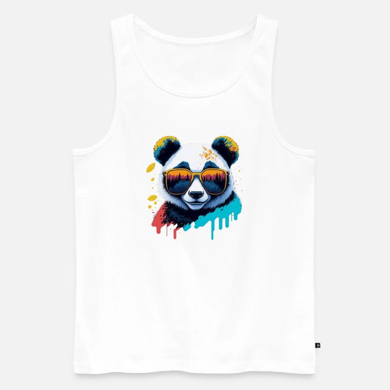 Panda Sonnenbrille Farbexplosion - Männer Premium Bio Tank Top - Weiß