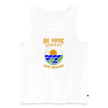 Die Sonne schickt keine Rechnung / Umwelt, Natur - Männer Premium Bio Tank Top - Weiß - Vorne - Michal (187cm)