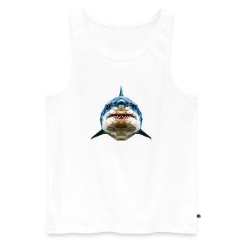 Requin Requin tigre Plongeur Requins mignons Grand requin blanc - Débardeur bio Premium Homme - blanc - Devant - AI Model Male 178 light (178cm)