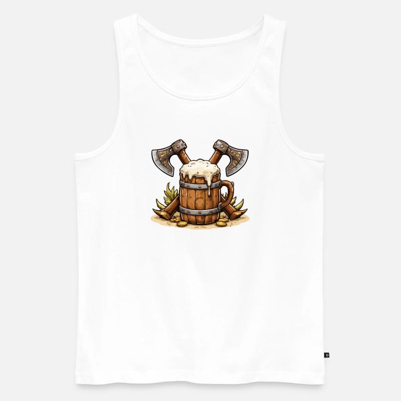 Bierfass mit Äxten Wikinger - Männer Premium Bio Tank Top - Weiß