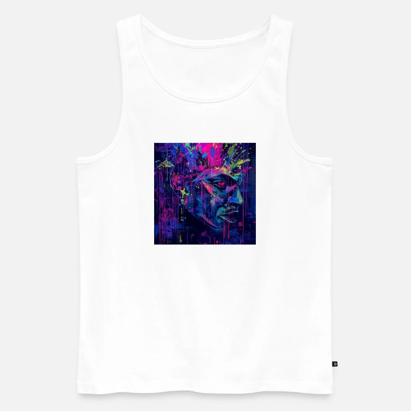 Neon-Graffiti-Porträtspritzer - Männer Premium Bio Tank Top - Weiß